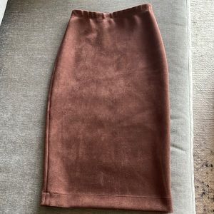 BCBGMAXAZRIA Brown Faux Suede Pencil Skirt